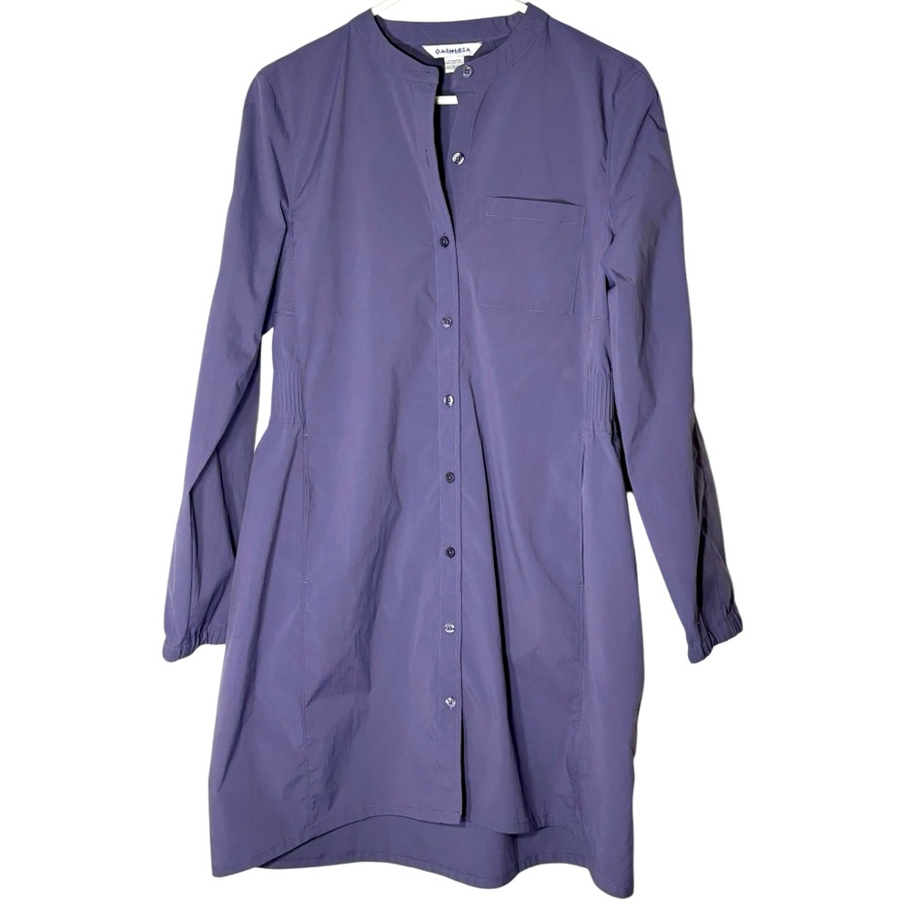 Athleta Womens Shirt Dress Button Up Long Sleeve Elastic Waist Purple Size P
